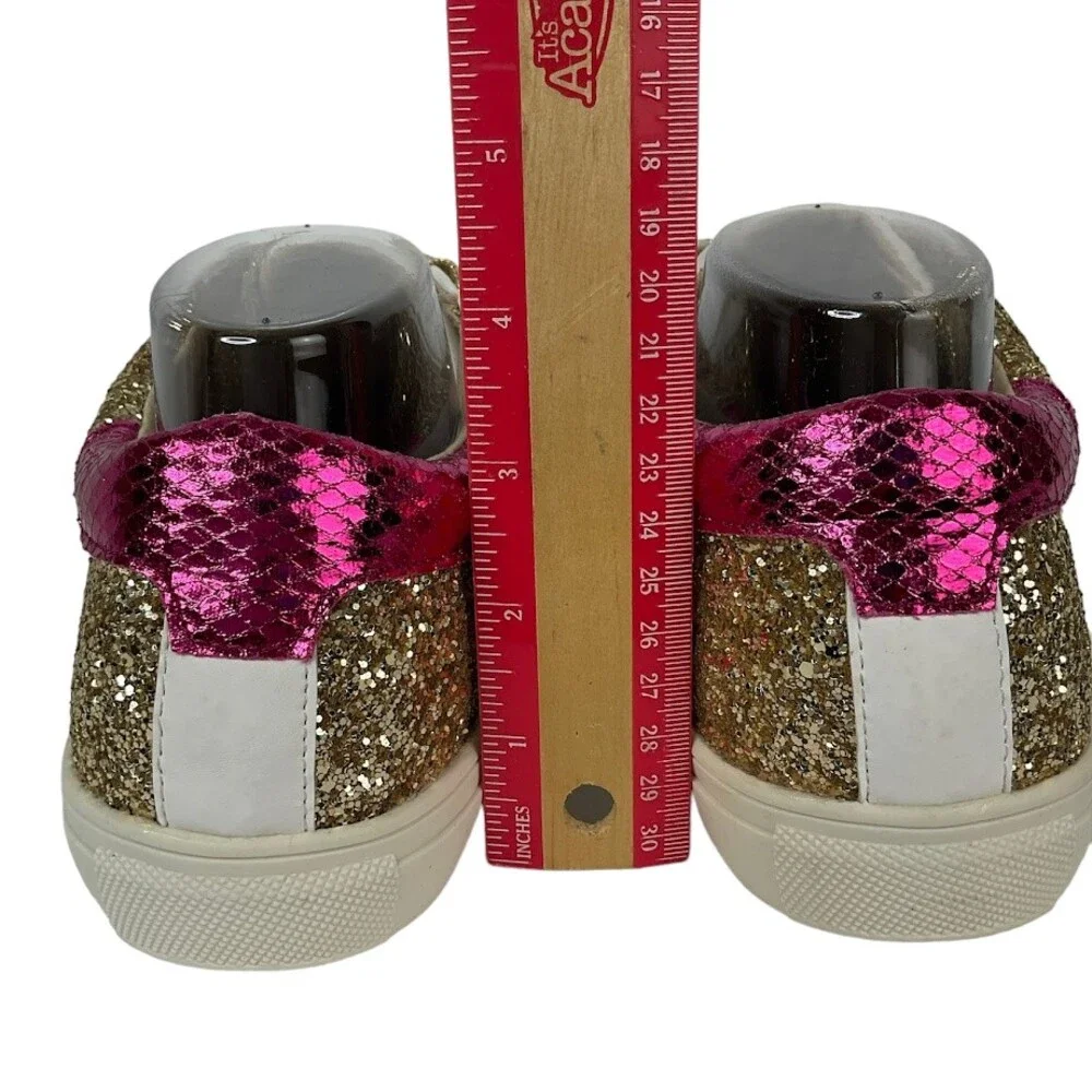 Camel Toes Women’s 11 Pink Gold Metallic Glitter Leather Sneakers Fashion Shoes